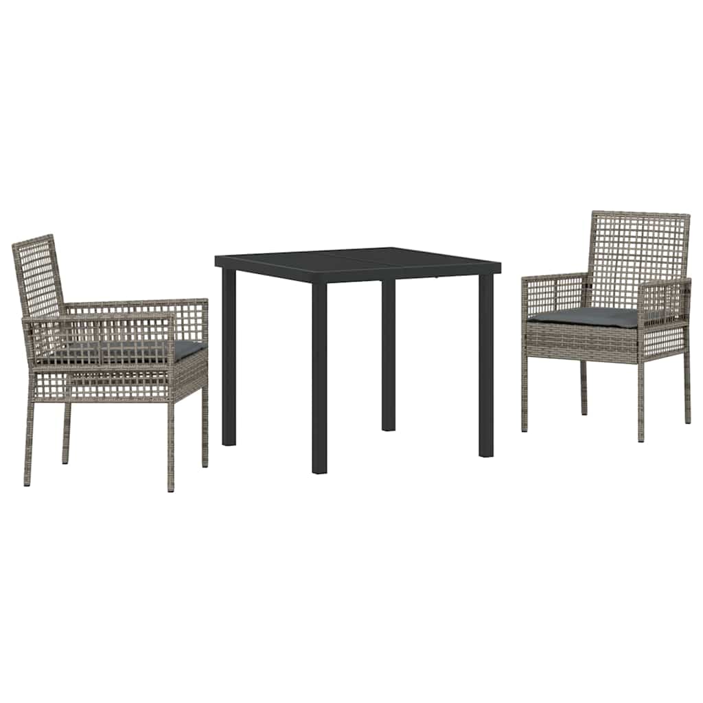 Conjunto de Comedor de Jardín 3 pcs Gris ratán sintético