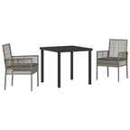 Conjunto de Comedor de Jardín 3 pcs Gris ratán sintético