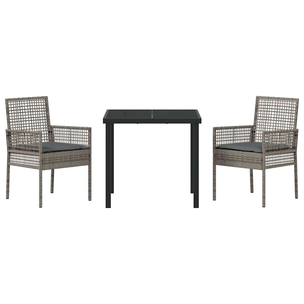 Conjunto de Comedor de Jardín 3 pcs Gris ratán sintético