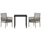 Conjunto de Comedor de Jardín 3 pcs Gris ratán sintético