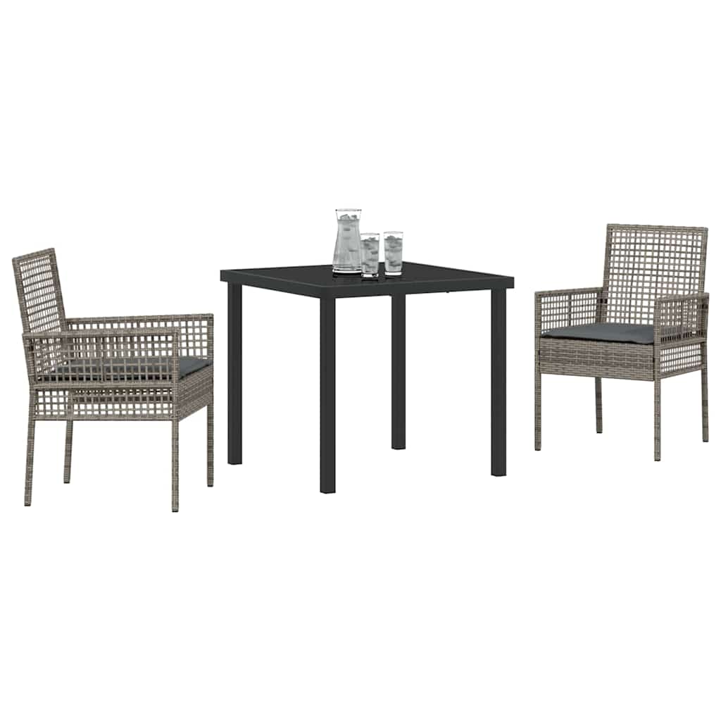 Conjunto de Comedor de Jardín 3 pcs Gris ratán sintético