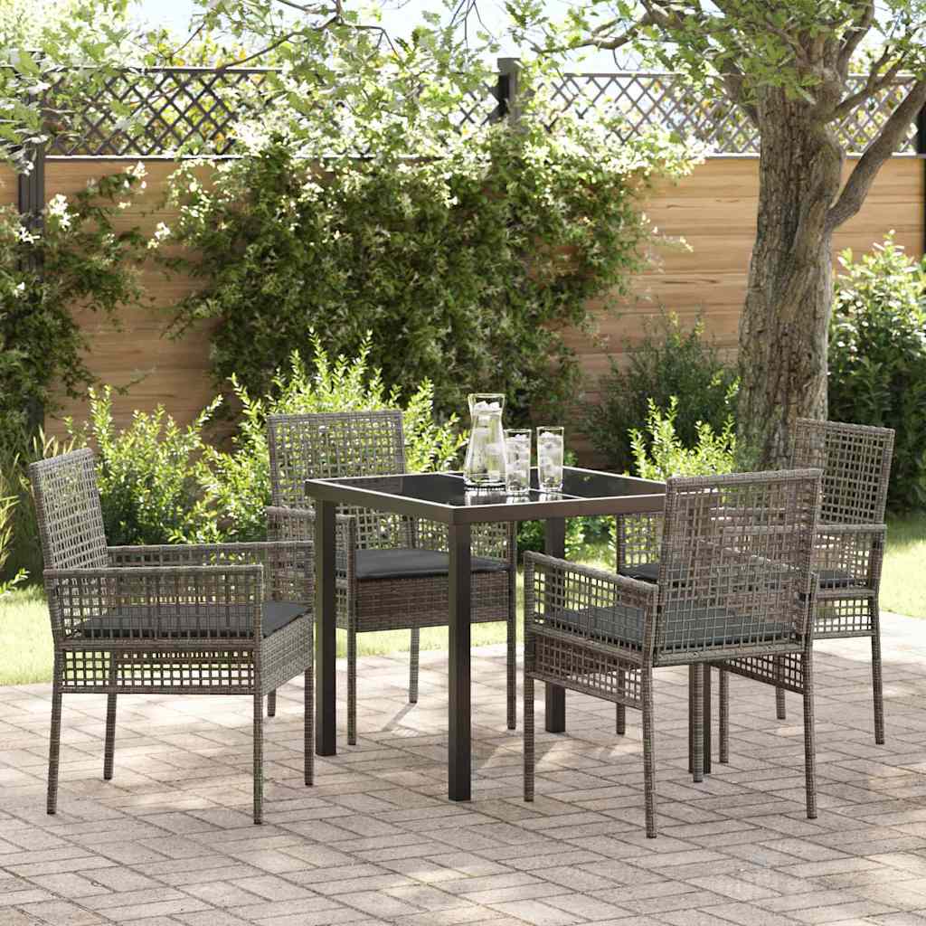 Conjunto de Comedor de Jardín 5 pcs Gris ratán sintético