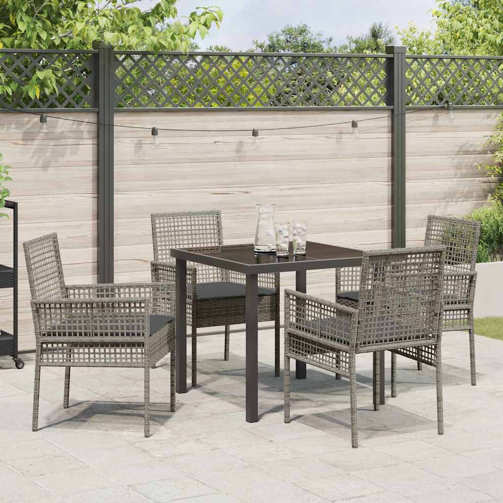 Conjunto de Comedor de Jardín 5 pcs Gris ratán sintético
