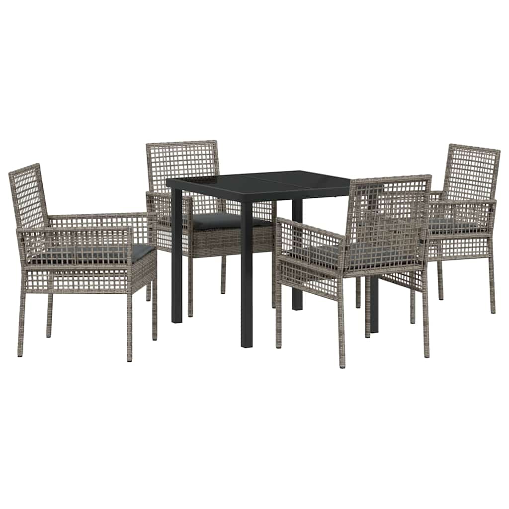 Conjunto de Comedor de Jardín 5 pcs Gris ratán sintético