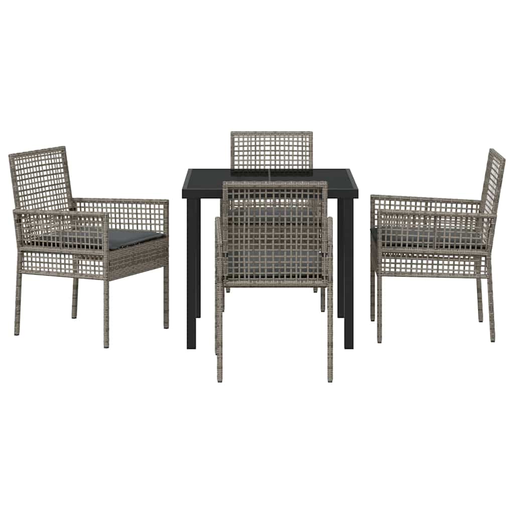 Conjunto de Comedor de Jardín 5 pcs Gris ratán sintético