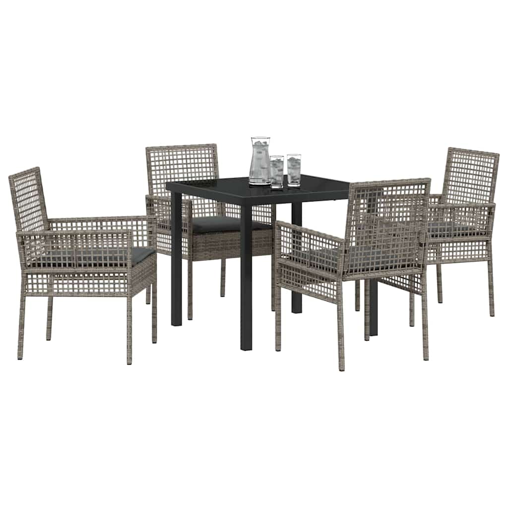 Conjunto de Comedor de Jardín 5 pcs Gris ratán sintético