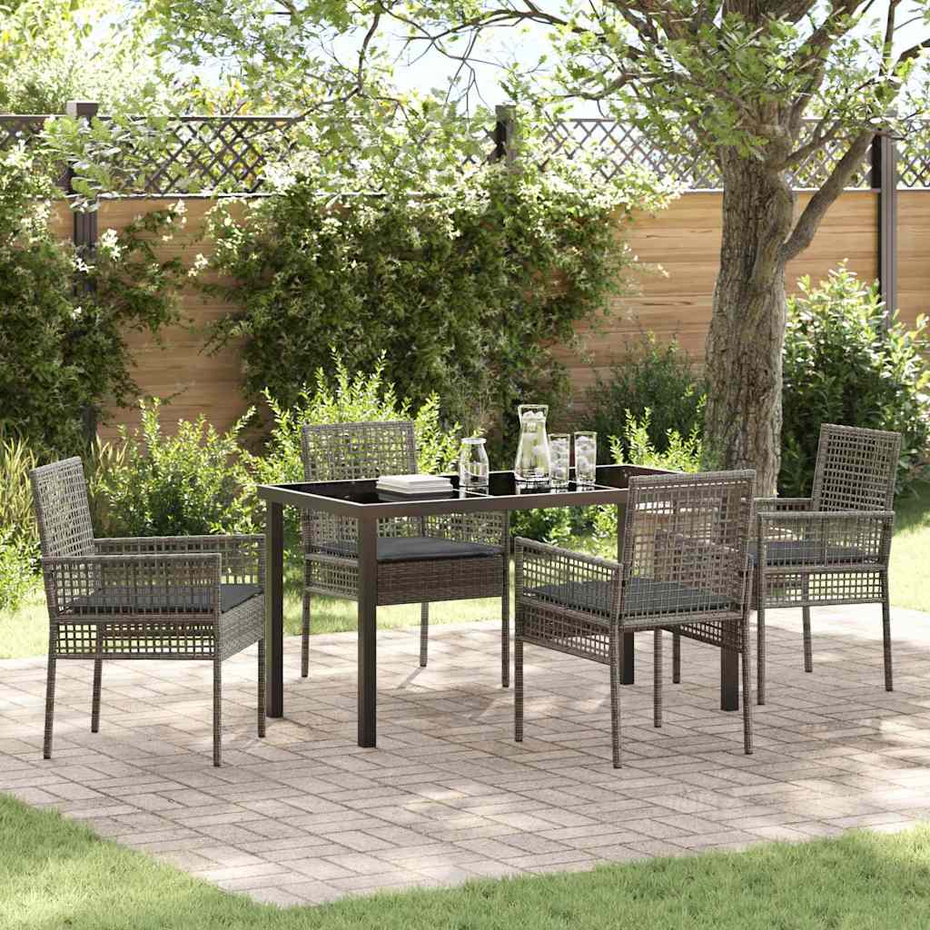 Conjunto de Comedor de Jardín 5 pcs Gris ratán sintético