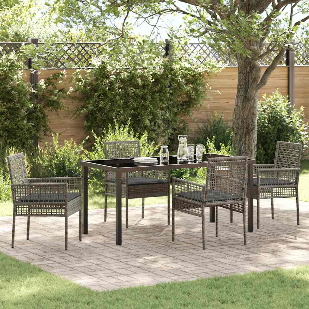 Conjunto de Comedor de Jardín 5 pcs Gris ratán sintético