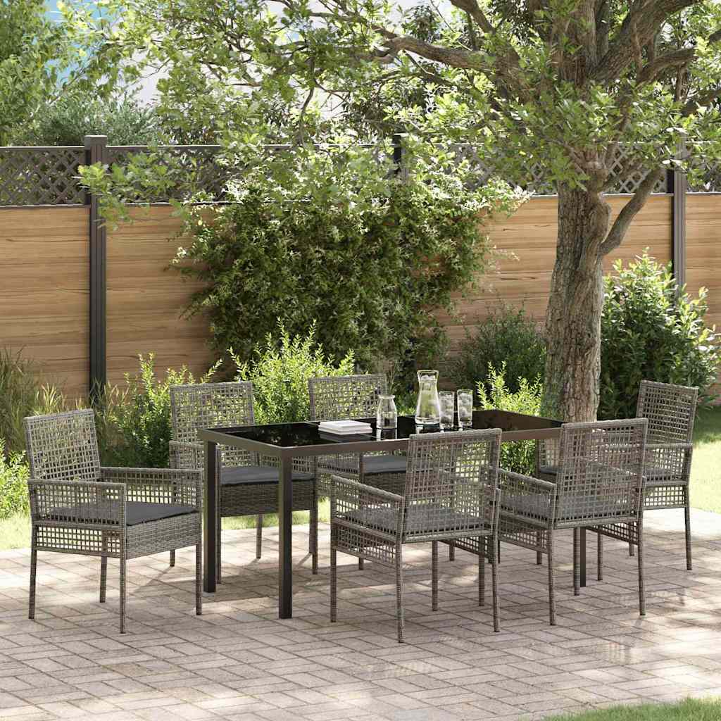 Conjunto de Comedor de Jardín 7 pcs Gris ratán sintético