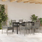 Conjunto de Comedor de Jardín 7 pcs Gris ratán sintético