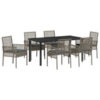 Conjunto de Comedor de Jardín 7 pcs Gris ratán sintético