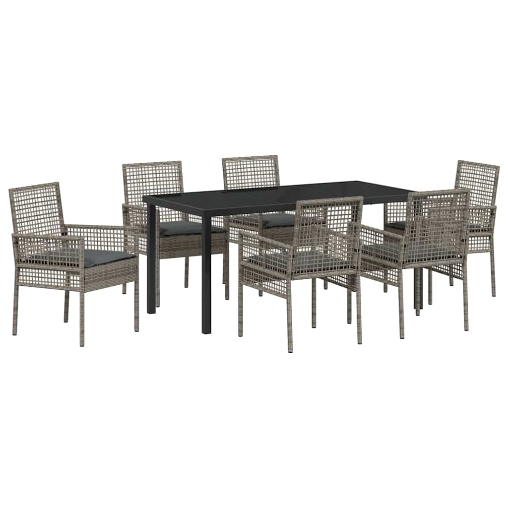 Conjunto de Comedor de Jardín 7 pcs Gris ratán sintético
