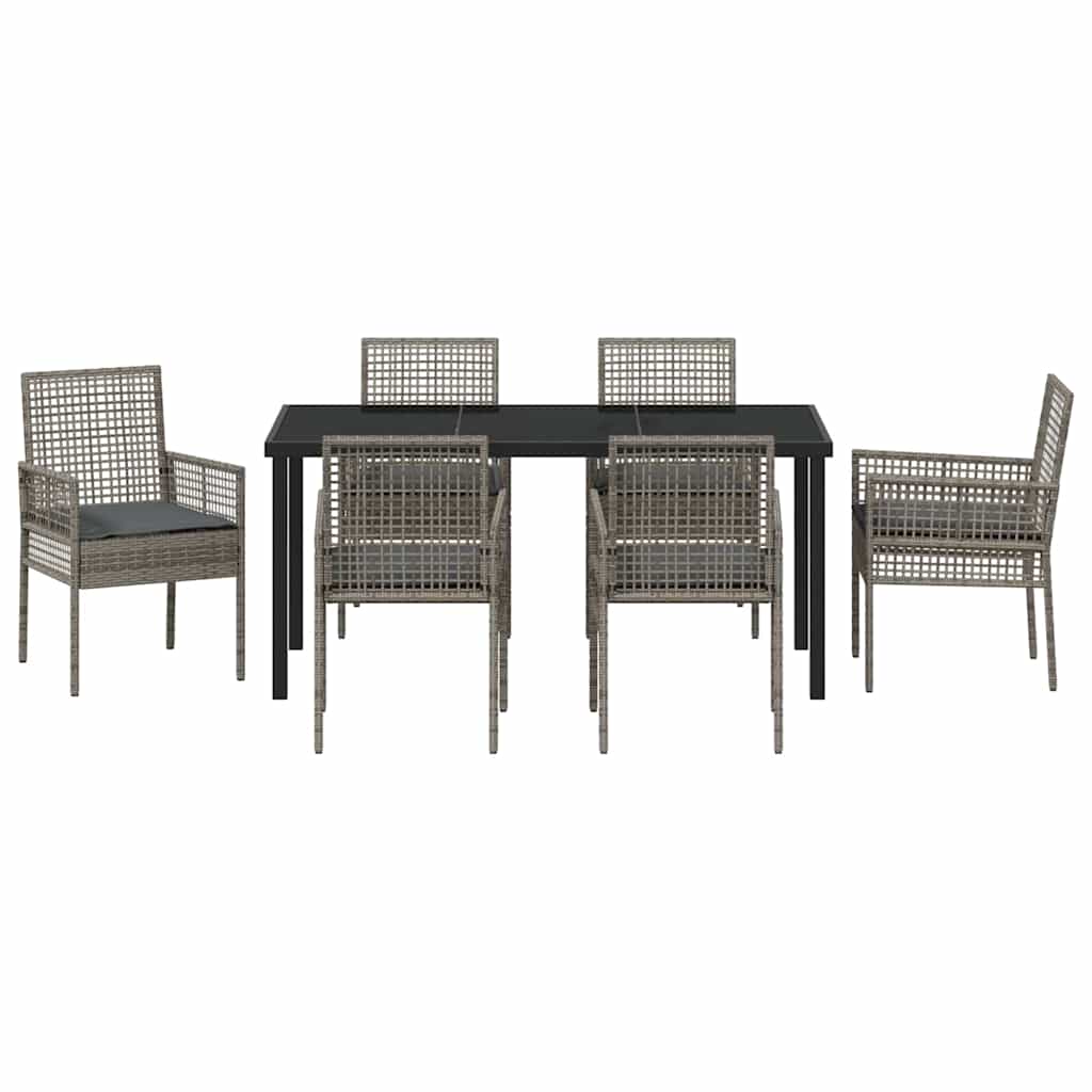 Conjunto de Comedor de Jardín 7 pcs Gris ratán sintético