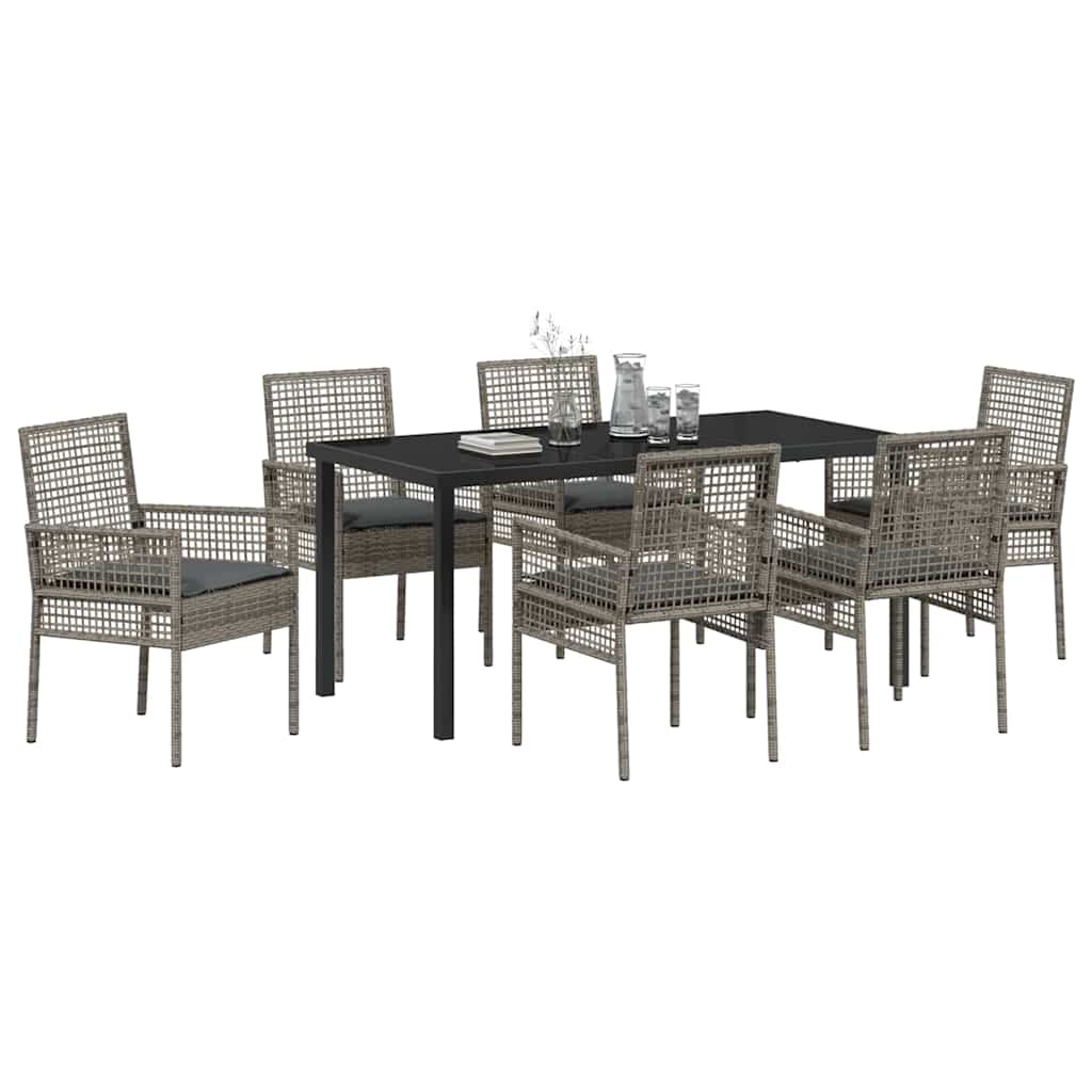 Conjunto de Comedor de Jardín 7 pcs Gris ratán sintético