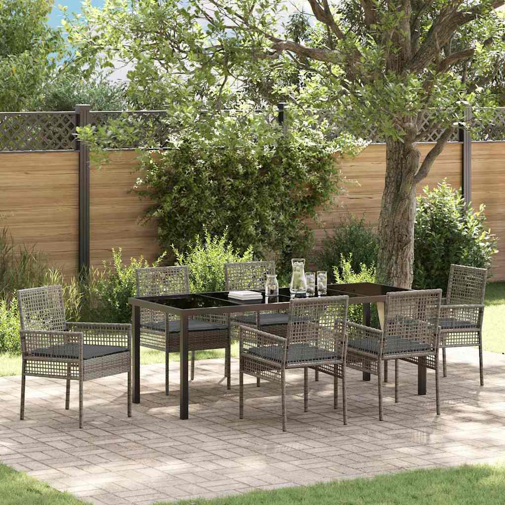Conjunto de Comedor de Jardín 7 pcs Gris ratán sintético