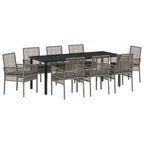 Conjunto de Comedor de Jardín 9 pcs Gris ratán sintético