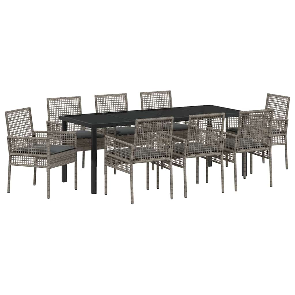 Conjunto de Comedor de Jardín 9 pcs Gris ratán sintético