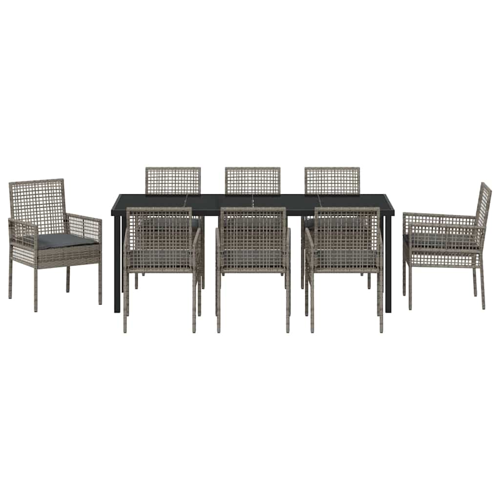 Conjunto de Comedor de Jardín 9 pcs Gris ratán sintético