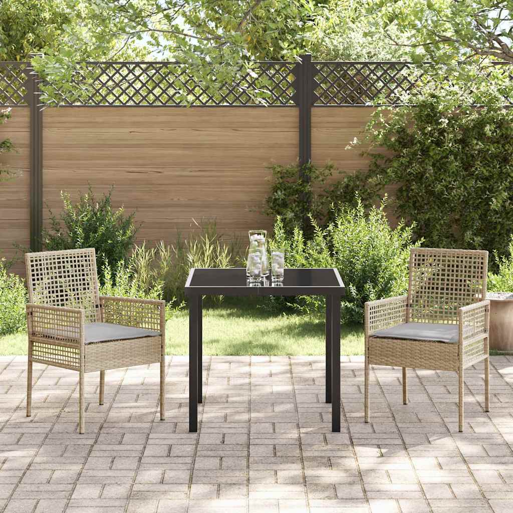 Conjunto de Comedor de Jardín 3 pcs Beige ratán sintético