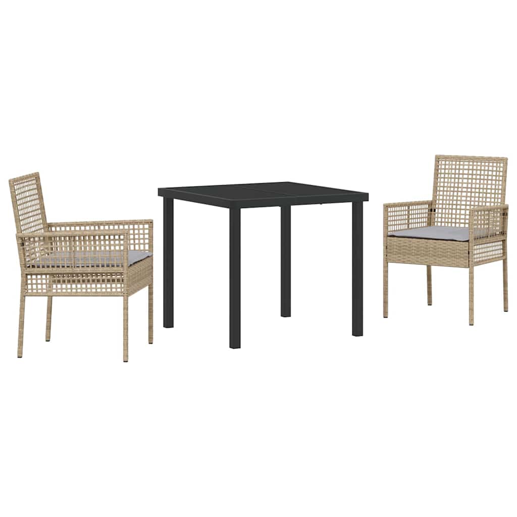 Conjunto de Comedor de Jardín 3 pcs Beige ratán sintético