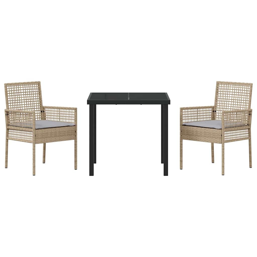 Conjunto de Comedor de Jardín 3 pcs Beige ratán sintético