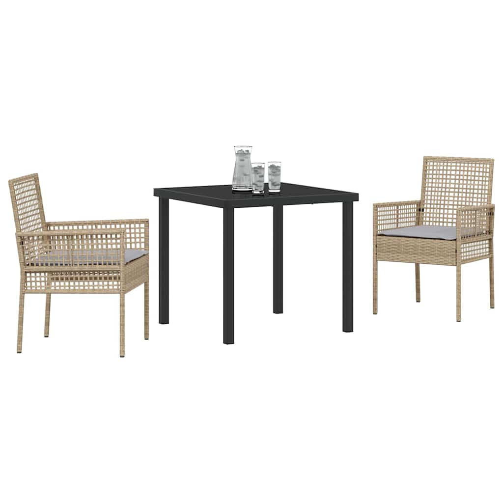 Conjunto de Comedor de Jardín 3 pcs Beige ratán sintético