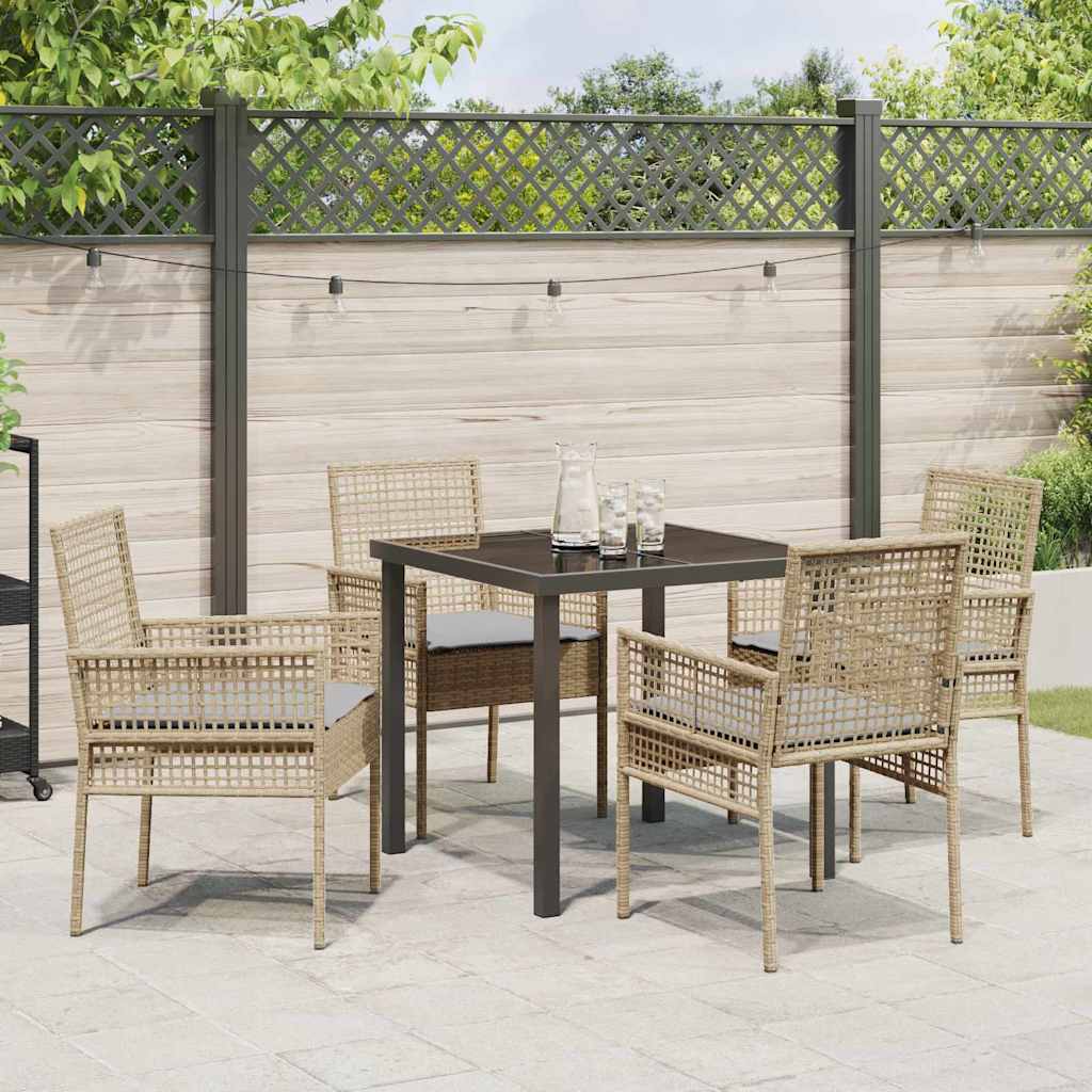 Conjunto de Comedor de Jardín 5 pcs Beige ratán sintético