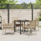Conjunto de Comedor de Jardín 5 pcs Beige ratán sintético