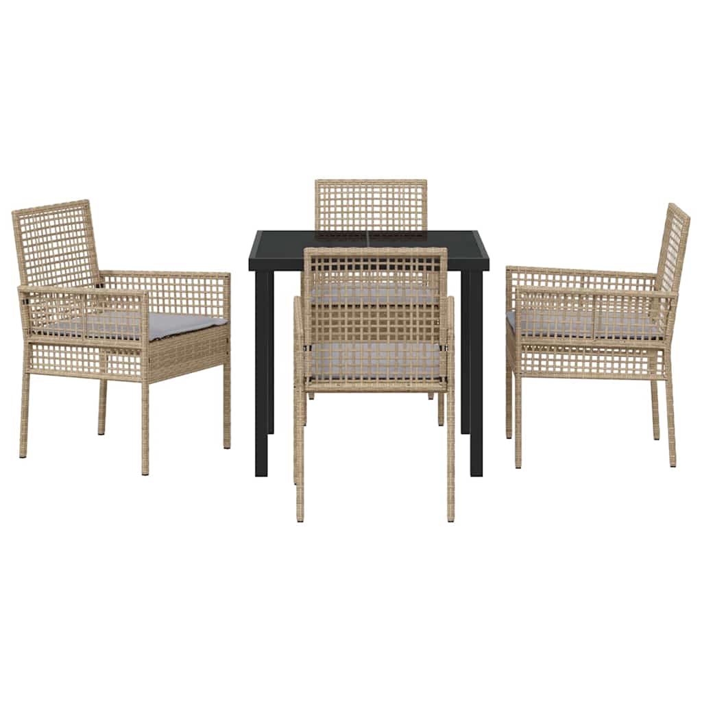 Conjunto de Comedor de Jardín 5 pcs Beige ratán sintético