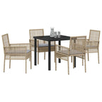 Conjunto de Comedor de Jardín 5 pcs Beige ratán sintético
