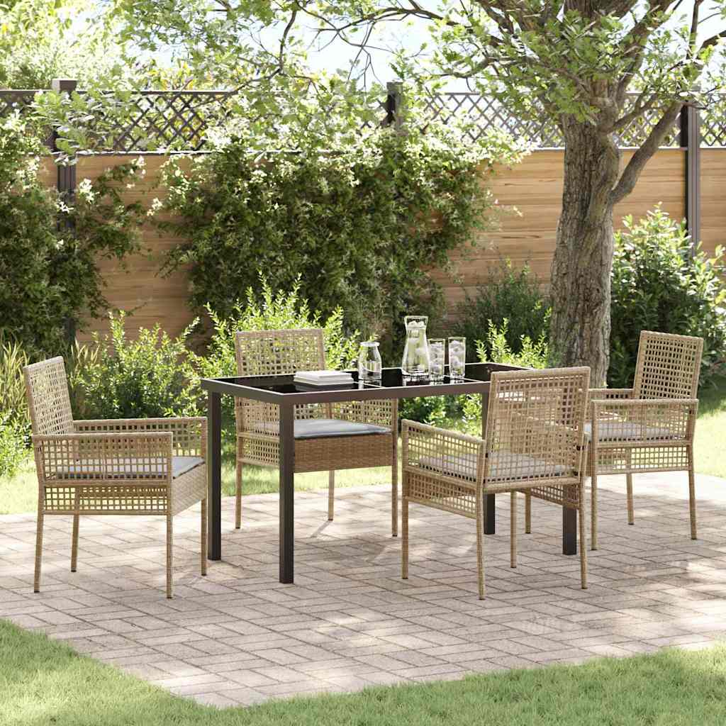 Conjunto de Comedor de Jardín 5 pcs Beige ratán sintético