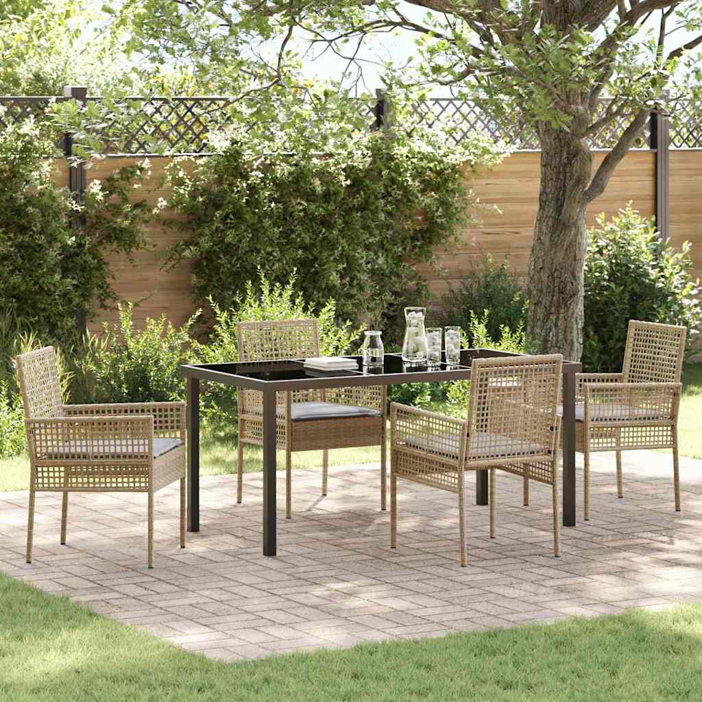 Conjunto de Comedor de Jardín 5 pcs Beige ratán sintético