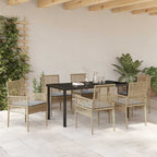 Conjunto de Comedor de Jardín 7 pcs Beige ratán sintético