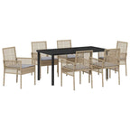 Conjunto de Comedor de Jardín 7 pcs Beige ratán sintético