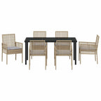 Conjunto de Comedor de Jardín 7 pcs Beige ratán sintético