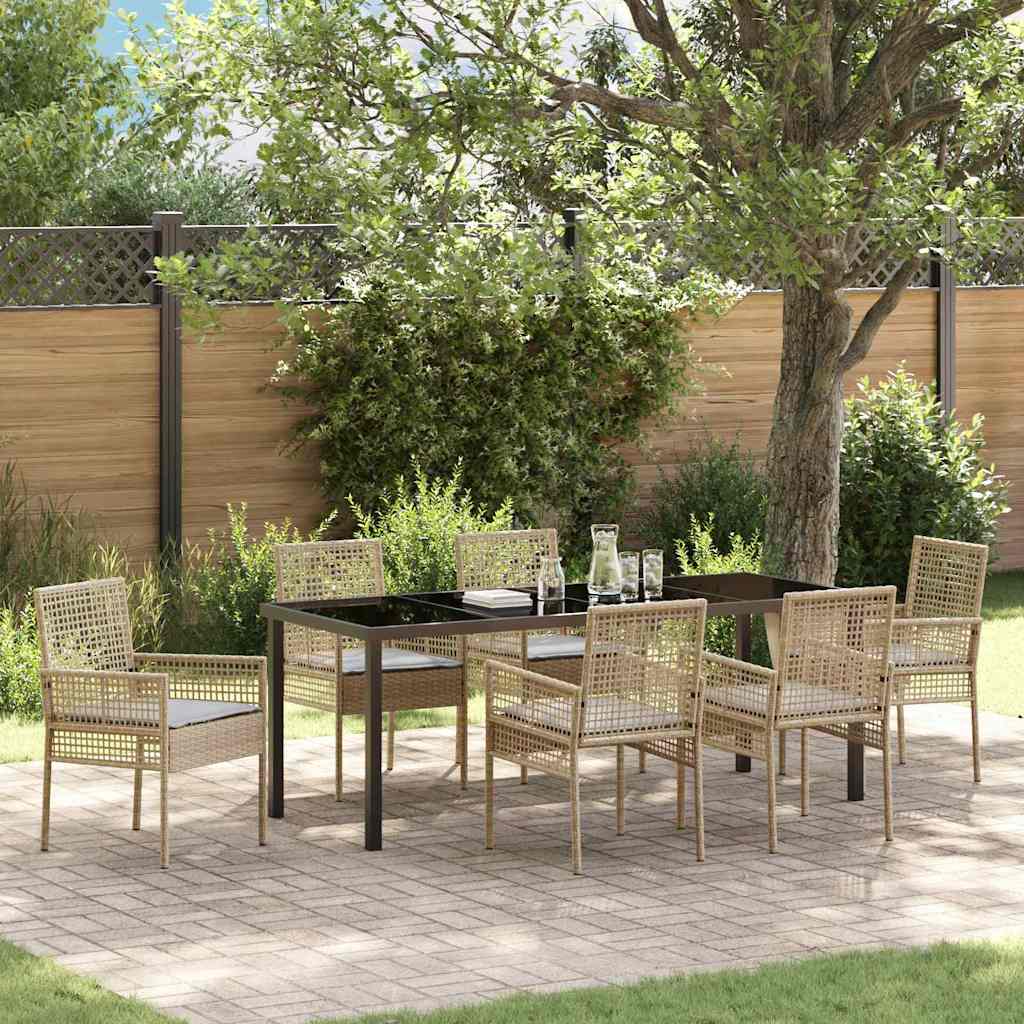Conjunto de Comedor de Jardín 7 pcs Beige ratán sintético