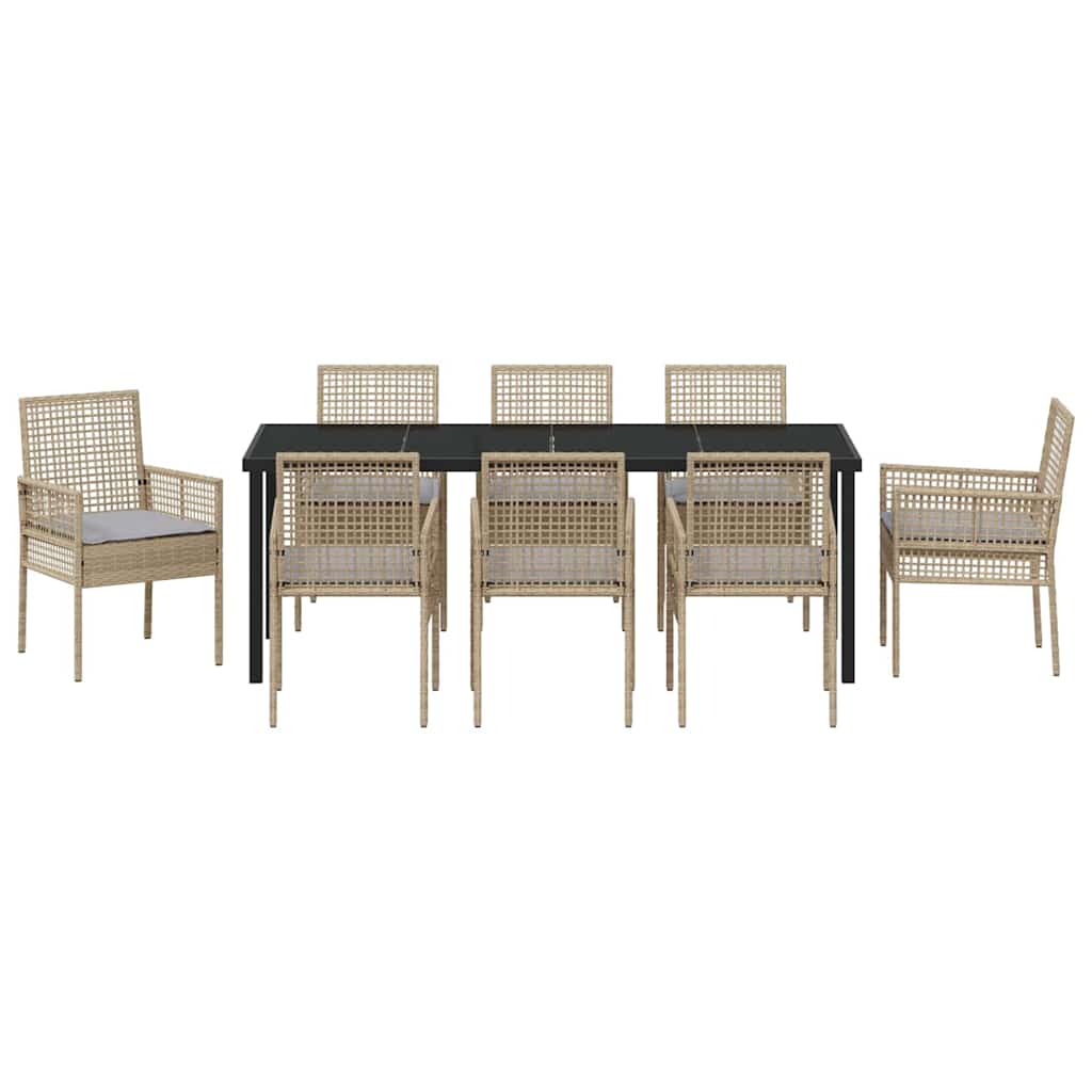 Conjunto de Comedor de Jardín 9 pcs Beige ratán sintético