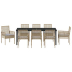 Conjunto de Comedor de Jardín 9 pcs Beige ratán sintético