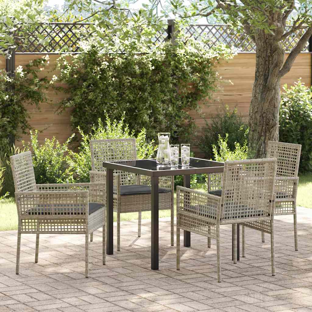 Conjunto de Comedor de Jardín 5 pcs Beige ratán sintético