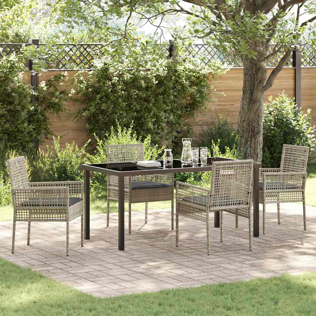 Conjunto de Comedor de Jardín 5 pcs Beige ratán sintético
