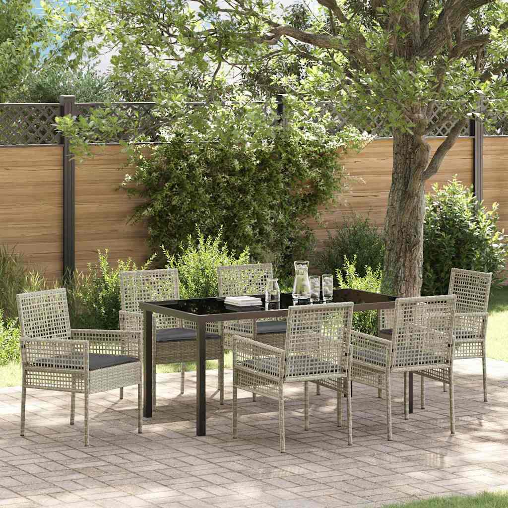 Conjunto de Comedor de Jardín 7 pcs Beige ratán sintético