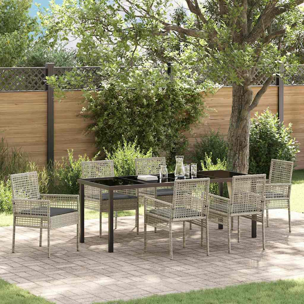 Conjunto de Comedor de Jardín 7 pcs Beige ratán sintético