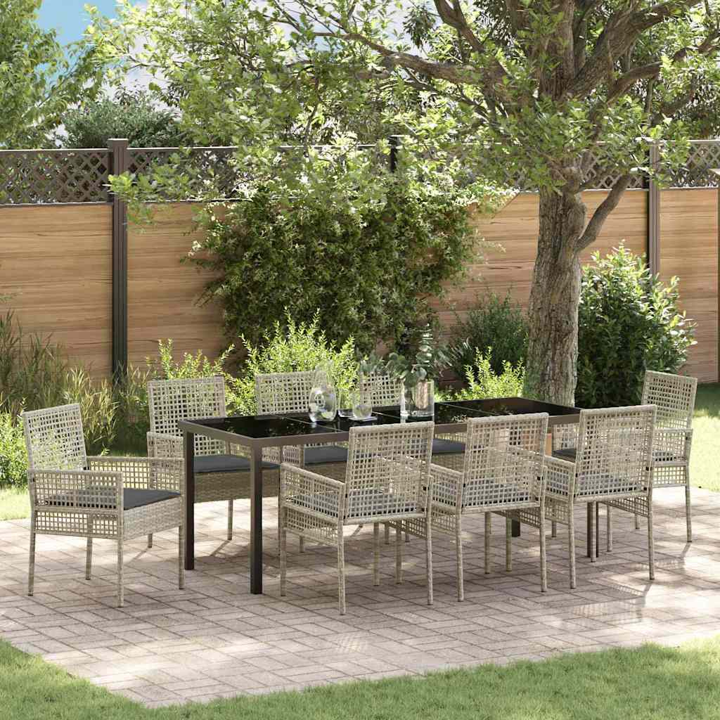 Conjunto de Comedor de Jardín 9 pcs Beige ratán sintético