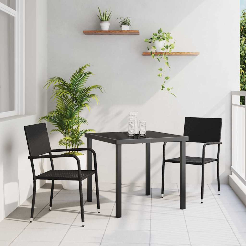 Conjunto de Comedor de Jardín 3 pcs Negro ratán sintético