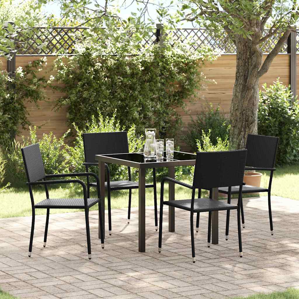 Conjunto de Comedor de Jardín 5 pcs Negro ratán sintético