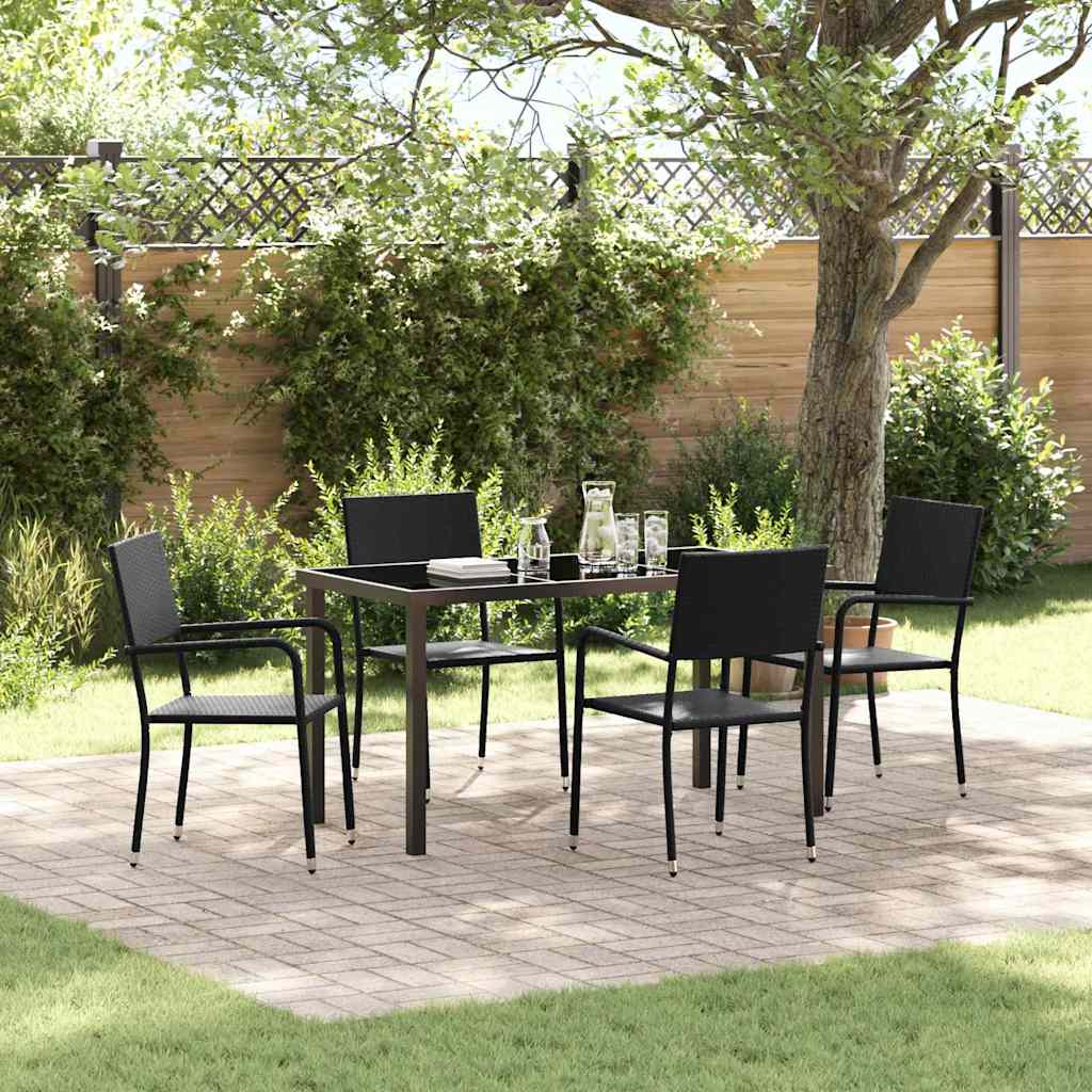 Conjunto de Comedor de Jardín 5 pcs Negro ratán sintético