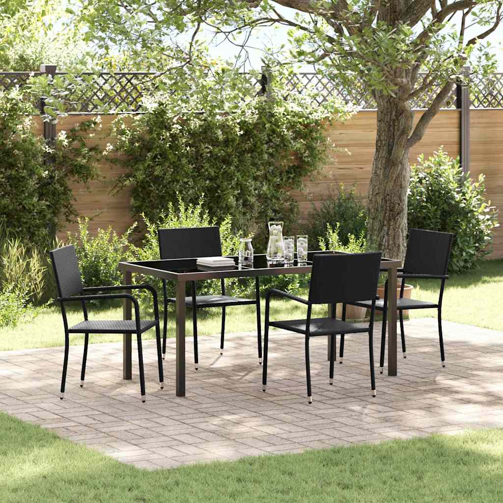 Conjunto de Comedor de Jardín 5 pcs Negro ratán sintético