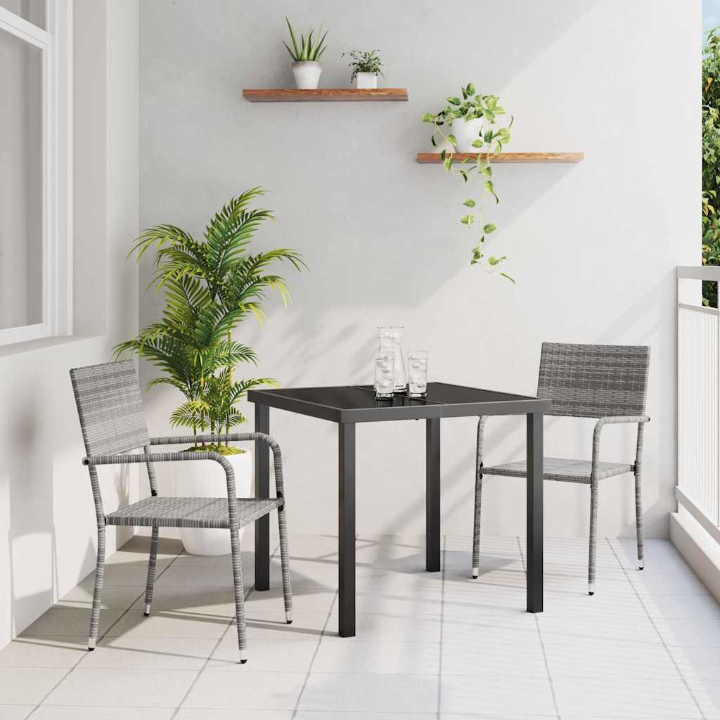 Conjunto de Comedor de Jardín 3 pcs Gris ratán sintético