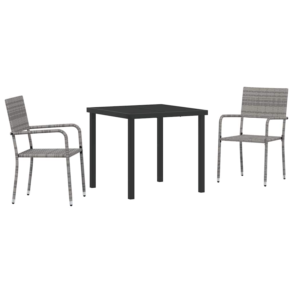 Conjunto de Comedor de Jardín 3 pcs Gris ratán sintético