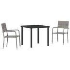 Conjunto de Comedor de Jardín 3 pcs Gris ratán sintético